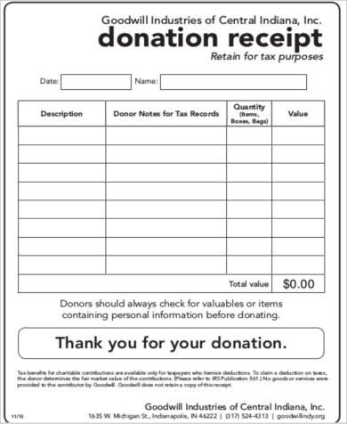 goodwill donation receipt form