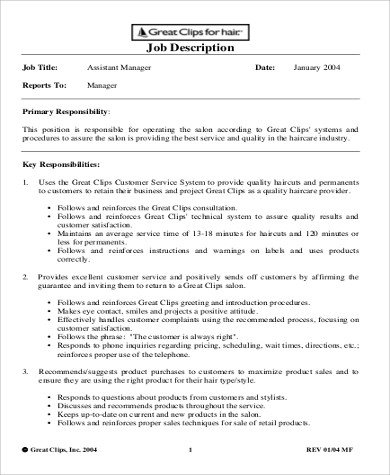 Free 9 Hairstylist Job Description Samples In Ms Word Pdf