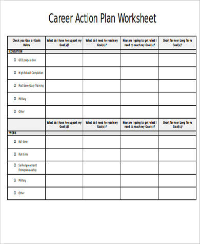 sample career action plan worksheet1