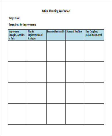 action planning worksheet pdf