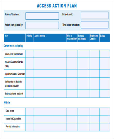 sample business action plan worksheet