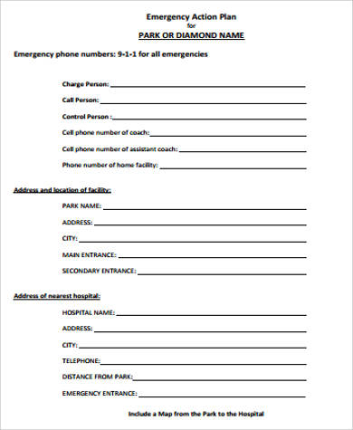 simple emergency action plan worksheet