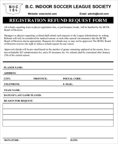 registration refund request form