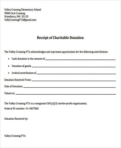 simple charitable donation receipt
