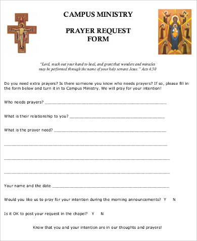 Prayer Request Forms Printable