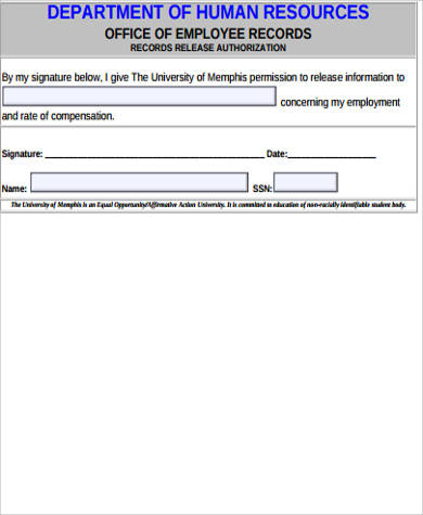 employee record release form