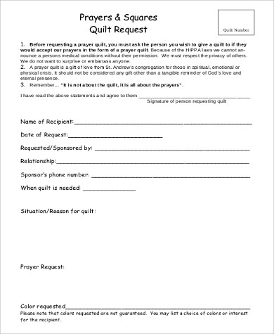 prayer quilt request form pdf