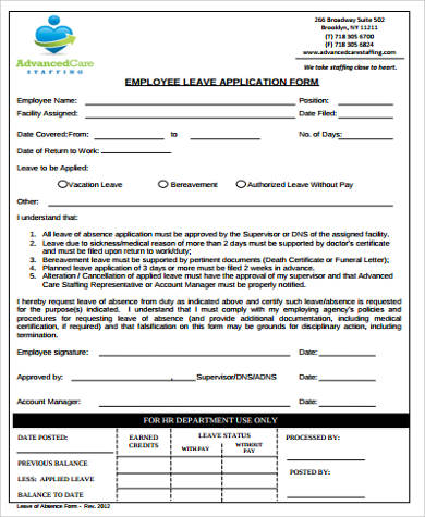 employee leave application form