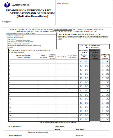 medication reconciliation and order form doc