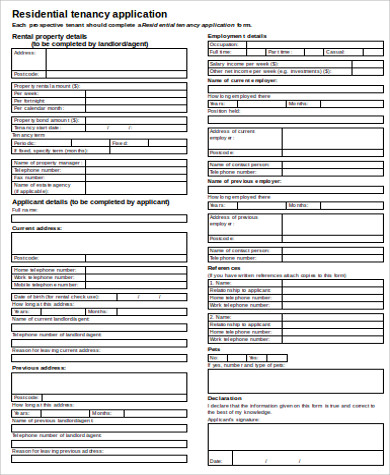 application bc sample rental form Example Sample,  Free Rental 6 Application Sample