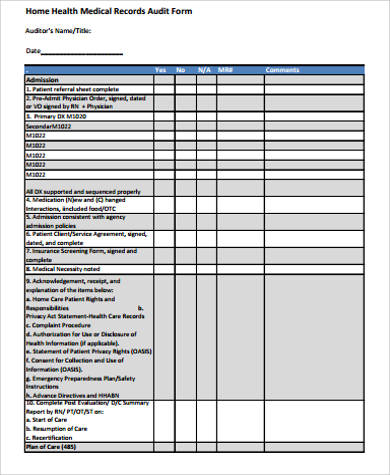 medical necessity audit form pdf