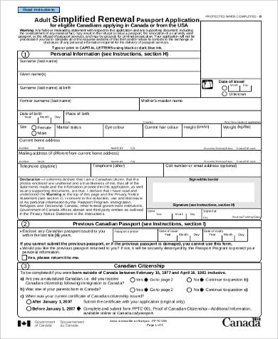 Passport form