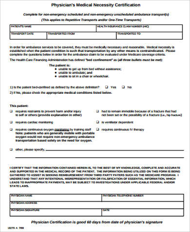 physician medical necessity form