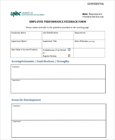 employee performance feedback form