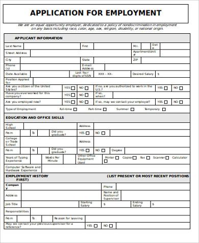 general employment application doc