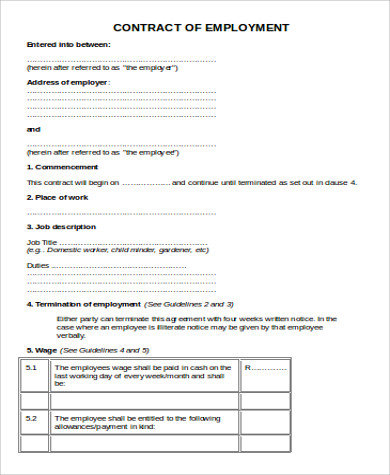 FREE 10+ Temporary Employment Contract Samples in PDF | MS Word ...