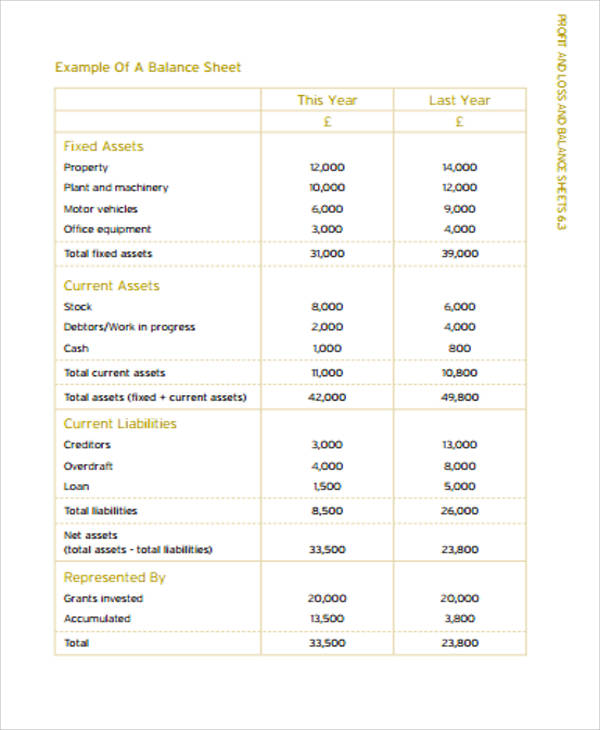profit and loss balance sheet in pdf