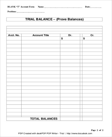 trial balance blank sheet