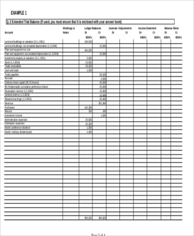 extended trial balance sheet
