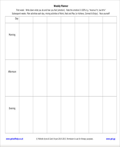 printable weekly day planner example