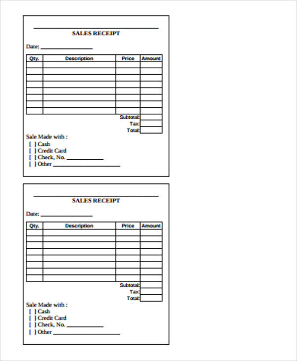 free 7 sample sales receipt forms in ms word pdf