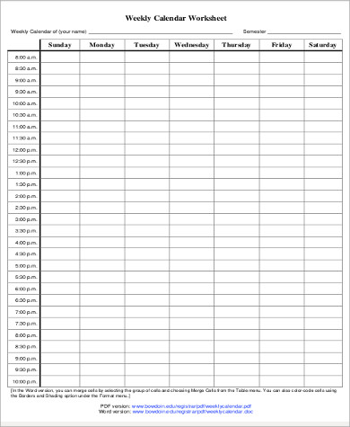 sample weekly day planner printable 