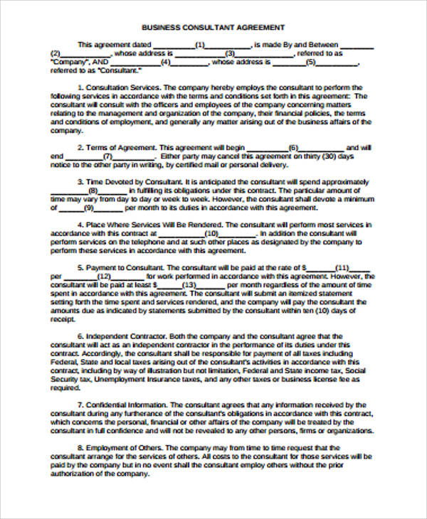 business consultant agreement free