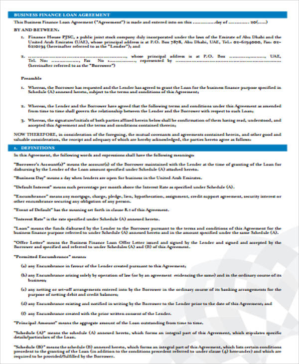 business finance agreement pdf