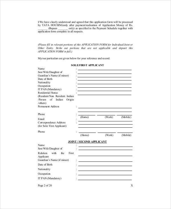 FREE 7+ Sample Apartment Application Forms in MS Word