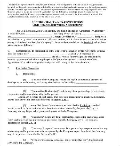 FREE 6  Sample Business Non Compete Agreement Templates in MS Word PDF