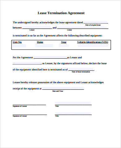 terminate lease agreement sample