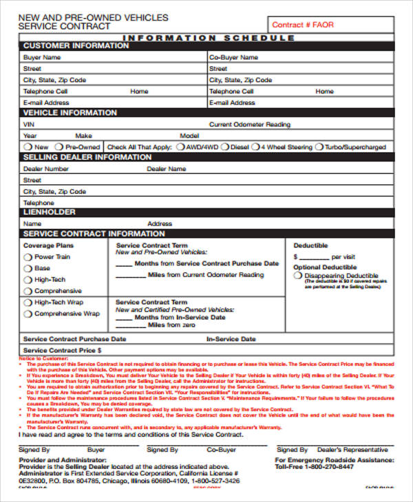 Vehicle Service Contract For Electric Cars