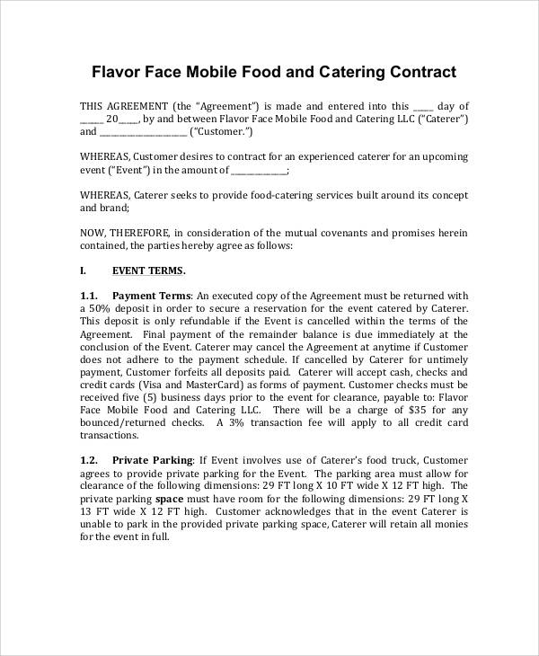 mobile food services contract