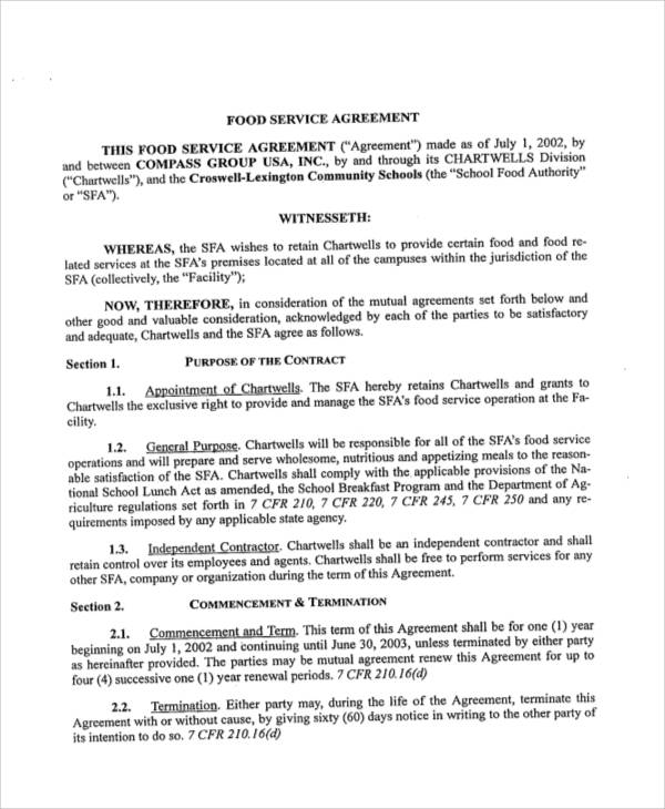 food service agreement contract1