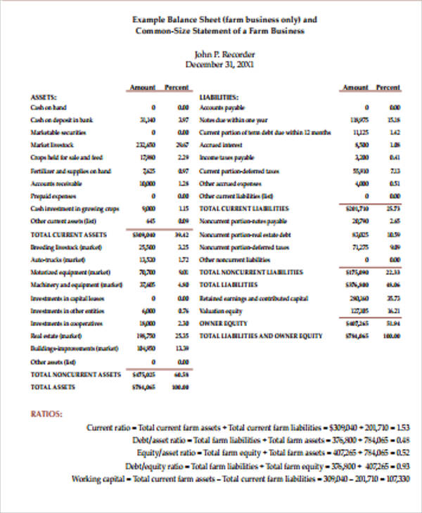 simple balance sheet pdf
