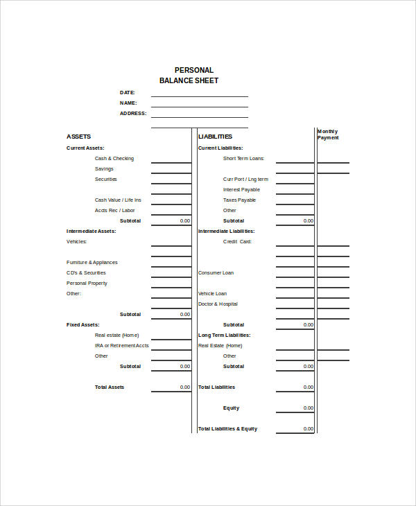 personal balance sheet example 