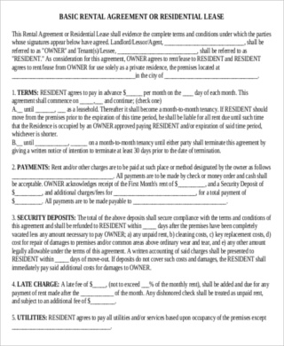 house rent lease contract form