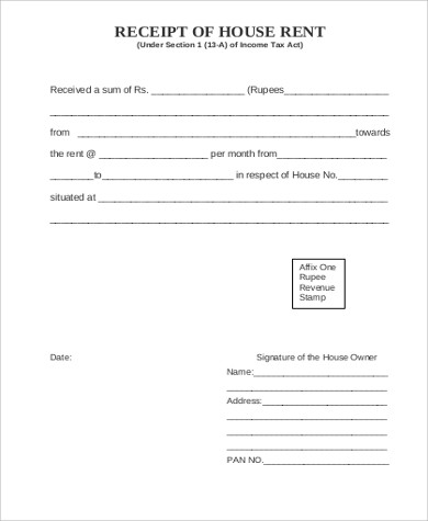 Rental Receipt Template Pdf