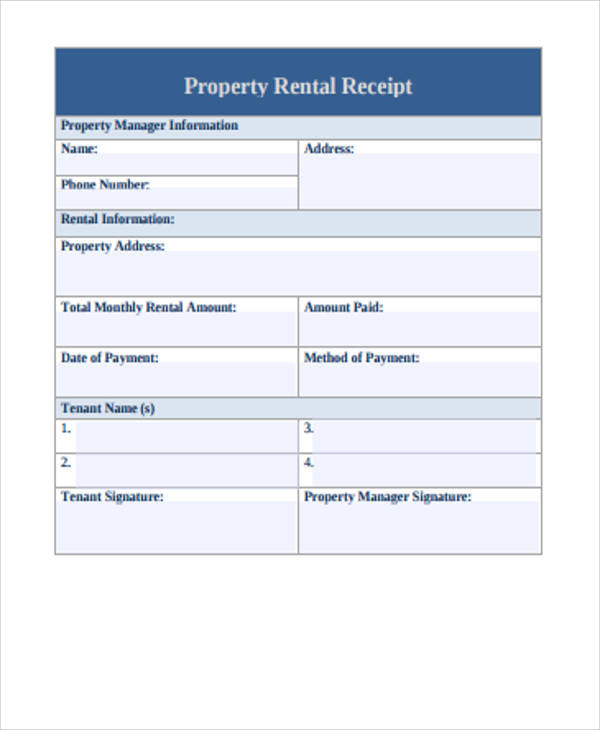 property rental receipt