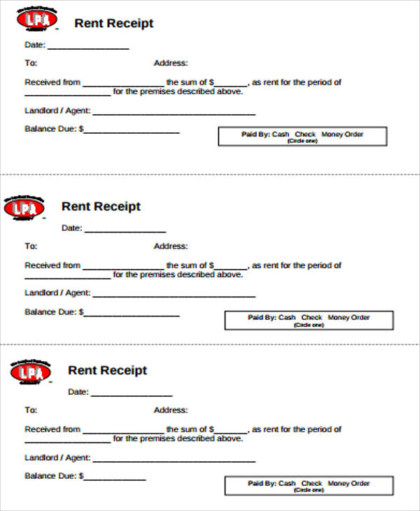 printable blank rent receipt