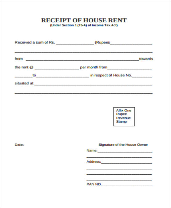FREE 6 Blank Rent Receipt Samples In MS Word PDF