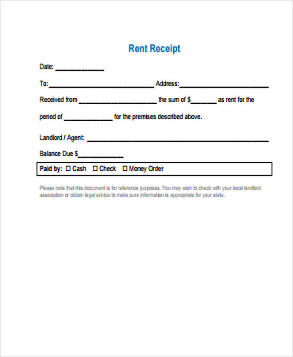 blank rent receipt forms