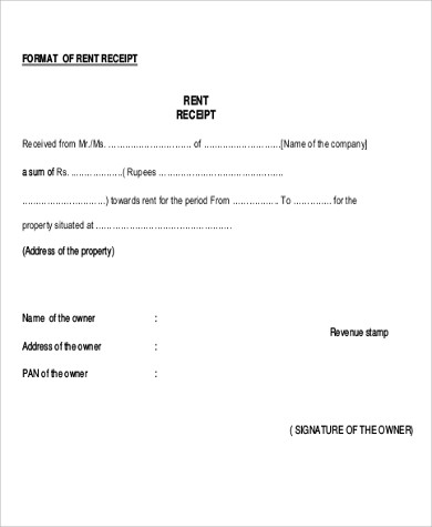 free rent receipt form sample2