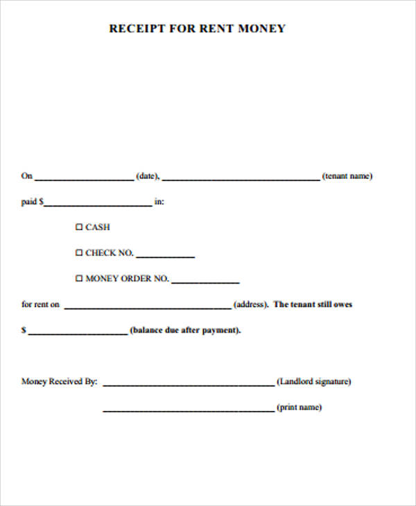 blank receipt for rent money in pdf