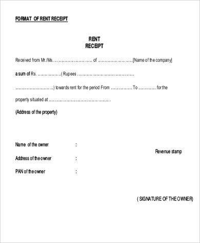 rent receipt format pdf