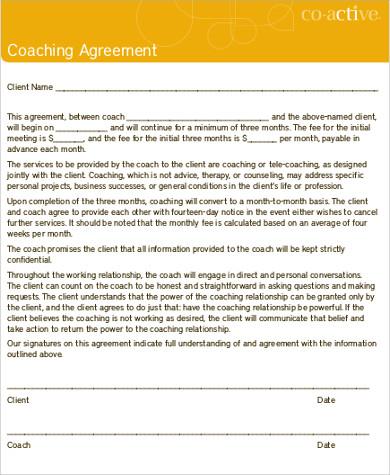 FREE 8  Sample Business Coaching Agreement Templates in MS Word PDF