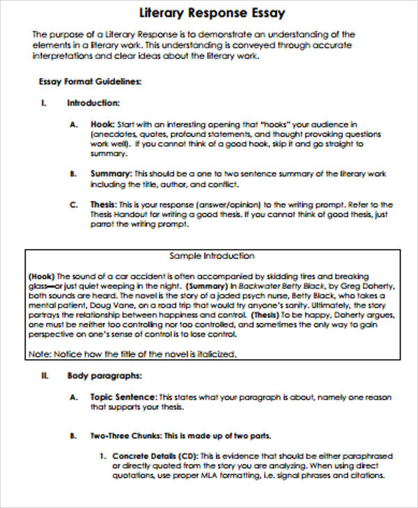 summary response essay components