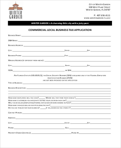 commercial business tax receipt application