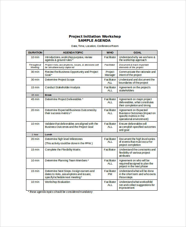 project management agenda