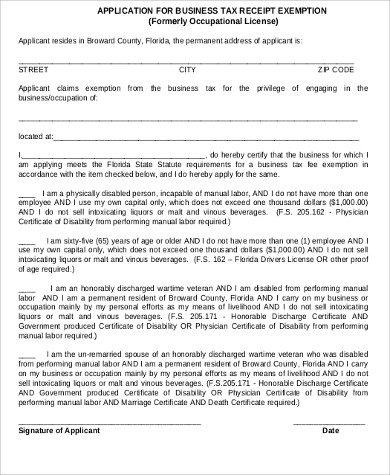 application business tax receipt in pdf format